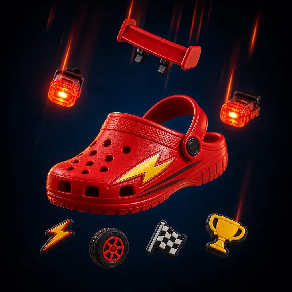 Full Custom Kit – Cars Sandale mit Mini-Spoiler, LED-Lights und Racing Charms